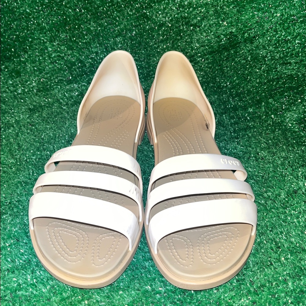 Crocs Iconic Comfort Strappy sandals Creme Tan Size 9 - Picture 2 of 10